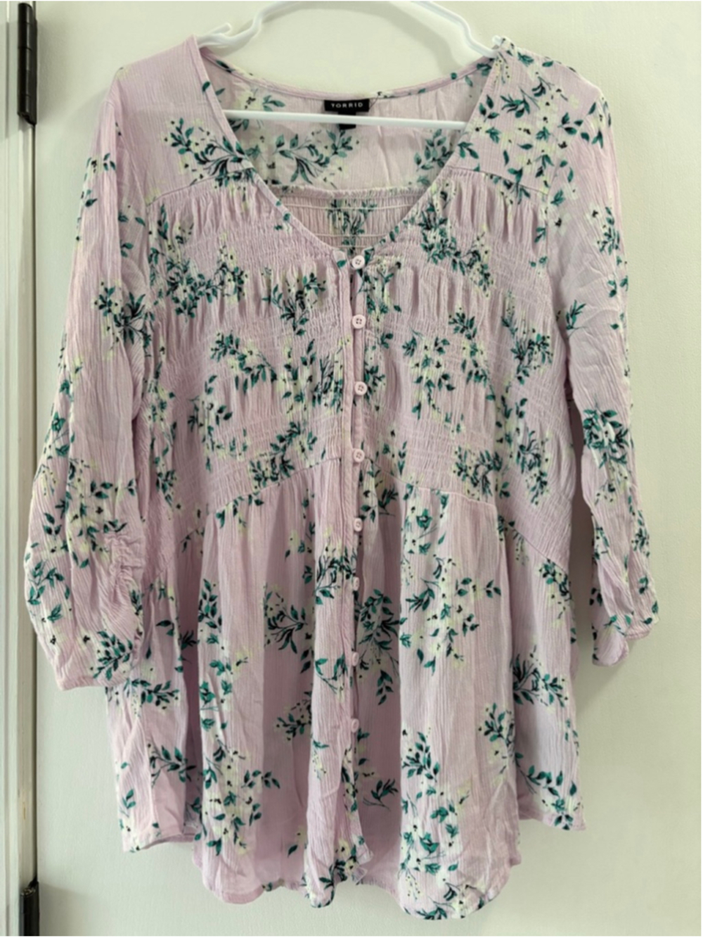 Women's TORRID Lavender Floral Blouse Plus 1X